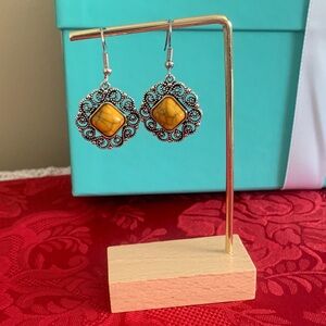 Elegant Silver and Yellow Earrings